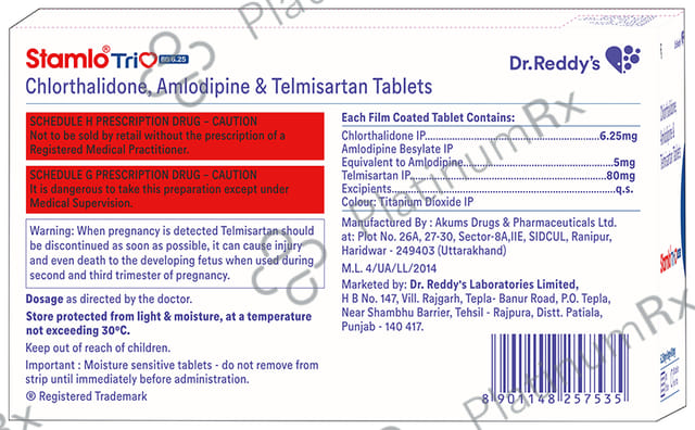 Stamlo Trio 80/6.25 Tablet 15s