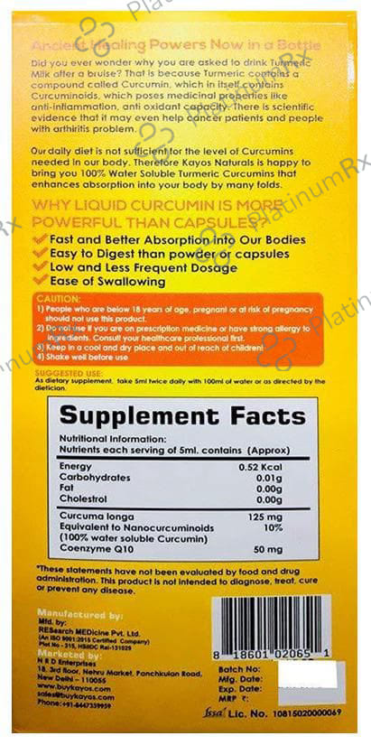 Kayos Water-Soluble Turmeric Curcumin