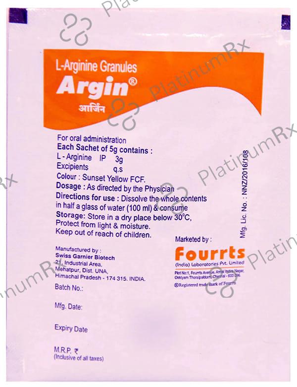 Argin 3000mg Orange Flavour Sachet 5gm