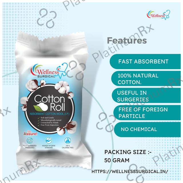 Wellness Surgical Cotton Roll 50 gm