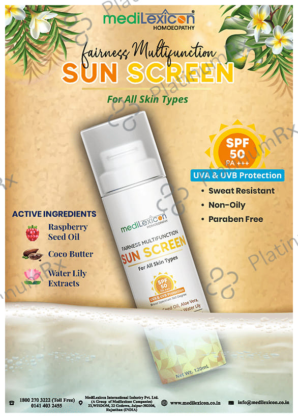 Medilexicon Fairness Multifunction Sun Screen SPF 50 PA+++ Cream 120ml