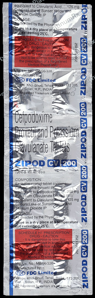 Zipod CV 200/125mg Tablet 10s