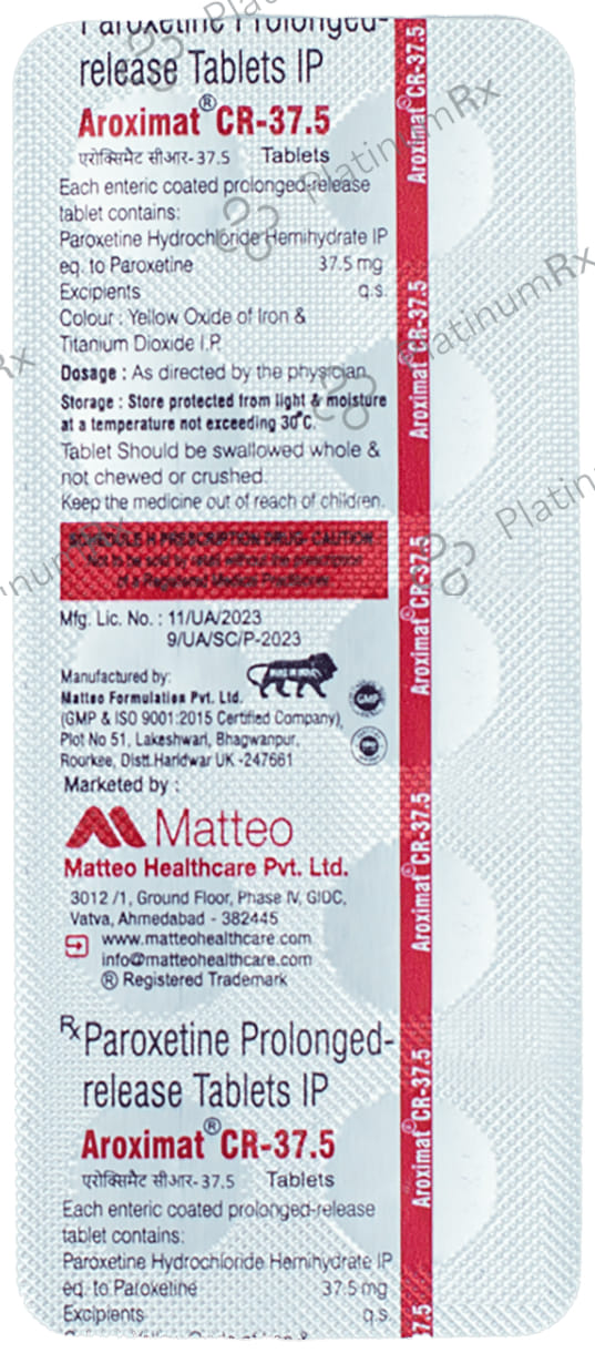 Aroximat CR 37.5mg Tablet 10s