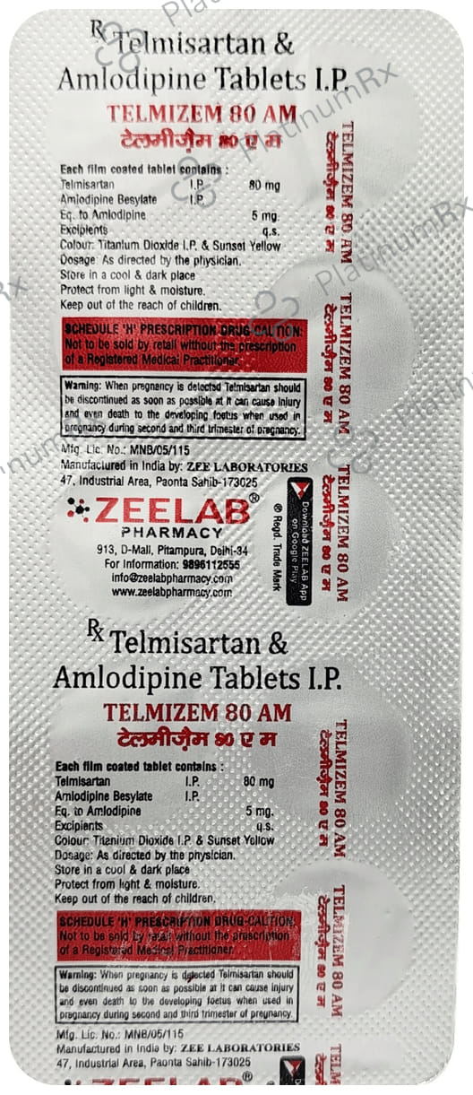Telmizem AM 80mg/5mg Tablet