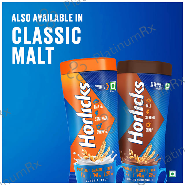 Horlicks Drink with Vitamin C, D & Zinc - For Bones & Metabolism - Flavour Chocolate Delight 500 gm