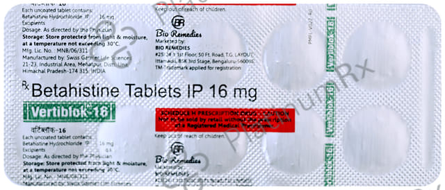 Vertiblok 16mg Tablet 10s