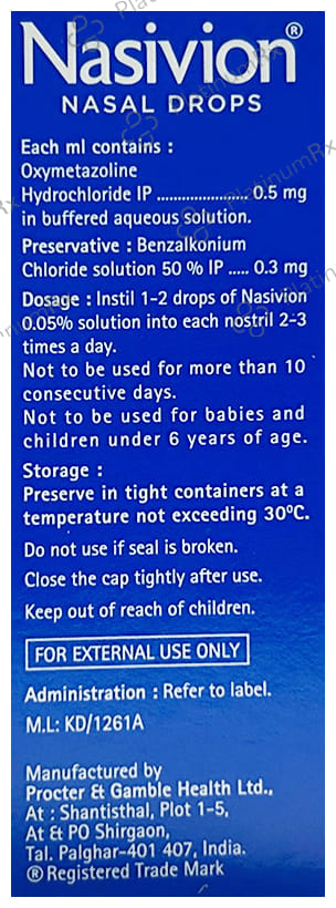 Nasivion Adult 0.05% Nasal Drop 10ml