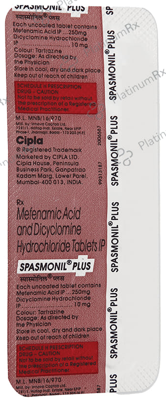 Spasmonil Plus 10/250mg Tablet 10s