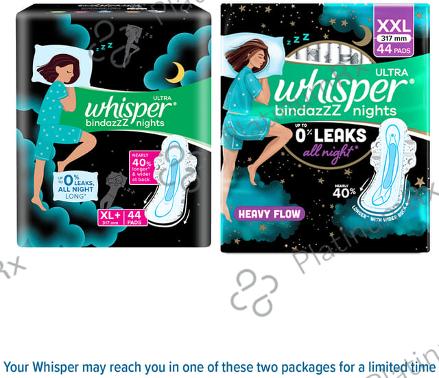 Whisper Bindazzz Nights Pads - Size XL+ 44 pads