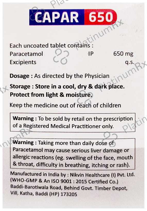 Capar 650mg Tablet 15s