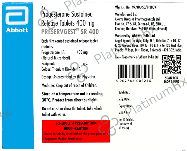 Preservgest 400mg SR Tablet 15s