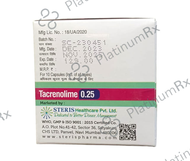 Tacrenolime 0.25mg Capsule 10s