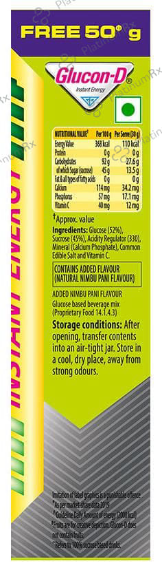 Glucon D Instant Energy Nimbu Pani Flavour Powder 125gm