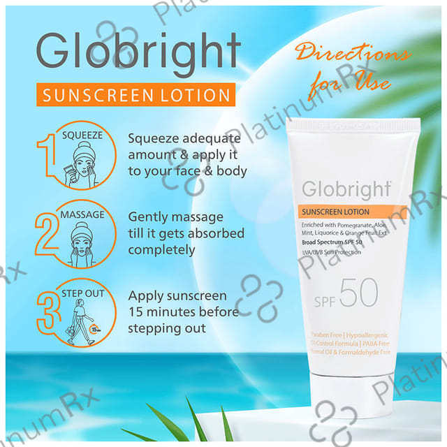 Globright Sunscreen Lotion SPF 50 (50ml Each) 2 Tube