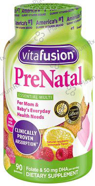 Vitafusion Prenatal Folate & 50mg Gummies Natural Raspberry Lemonade