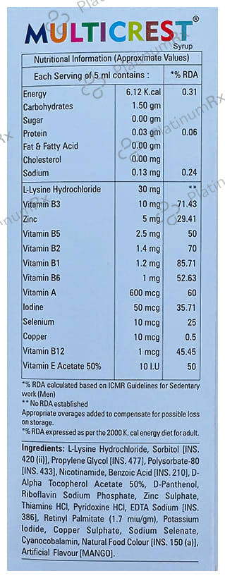 Multicrest Syrup Mango