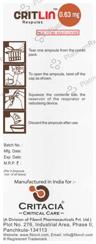 Critlin 0.63mg Respules 5X2.5ml