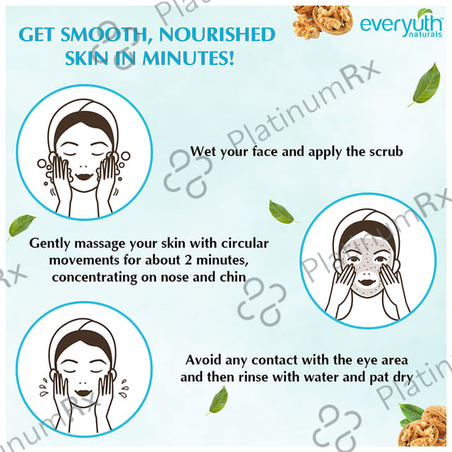 Everyuth Naturals Exfoliating Walnut for Blackheads & Dead Skin Cells - Paraben-Free - All Skin Types 50 gm