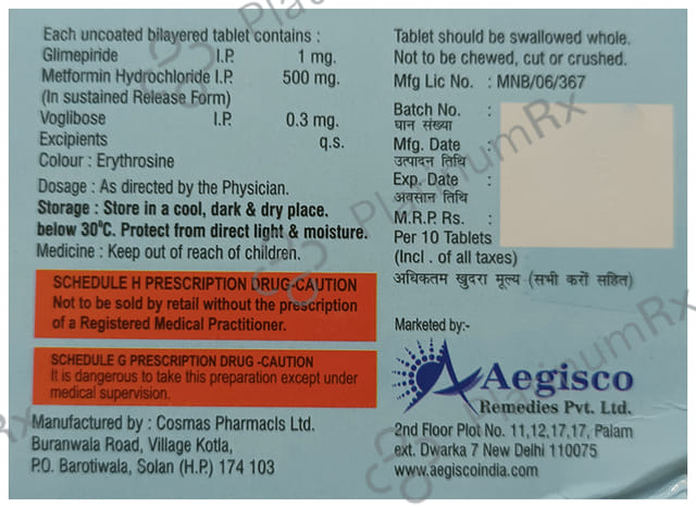 Metgear VG 1/500/0.3mg Tablet SR 10s