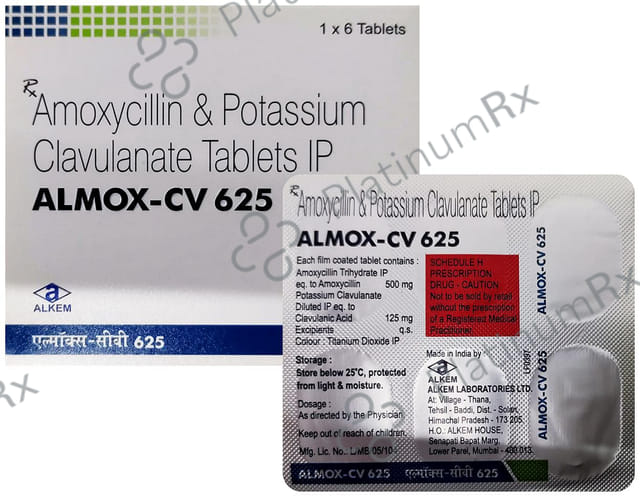 Almox CV 125/500mg Tablet 6s (Cachet Pharmaceuticals Pvt. Ltd.)