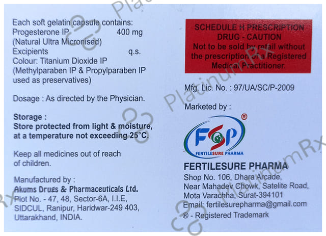 Fsprogest 400 Soft Gelatin Capsule