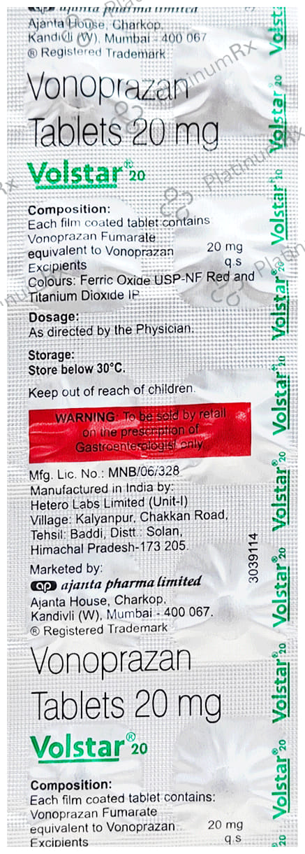 Volstar 20mg Tablet 10s