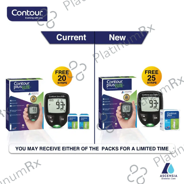 Contour Plus Elite Blood Glucose Monitoring System (Blood Glucose Test Strips Free) 1s