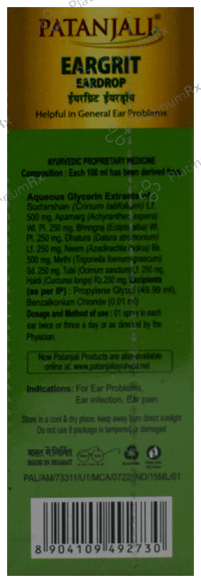 Patanjali Eargrit Ear Drop