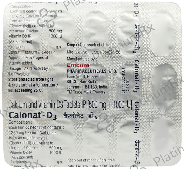 Calonat D3 500mg/1000IU Tablet 15s