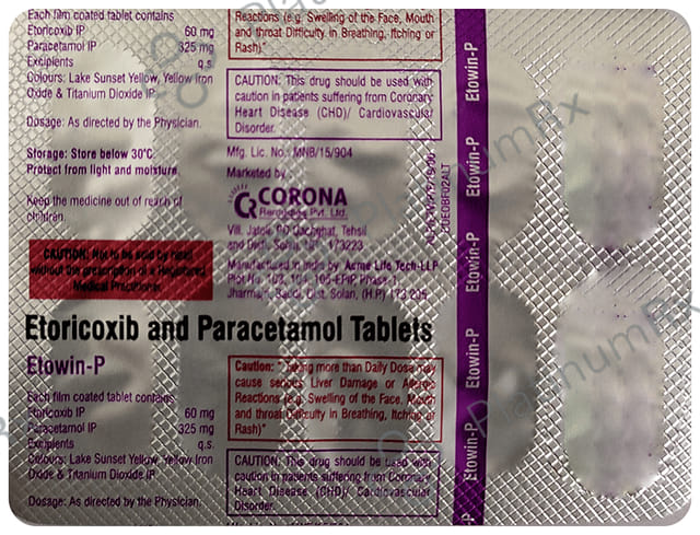 Etowin P 60/325mg Tablet 10s