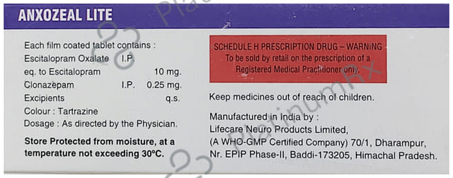 Anxozeal Lite 0.25mg/10mg Tablet