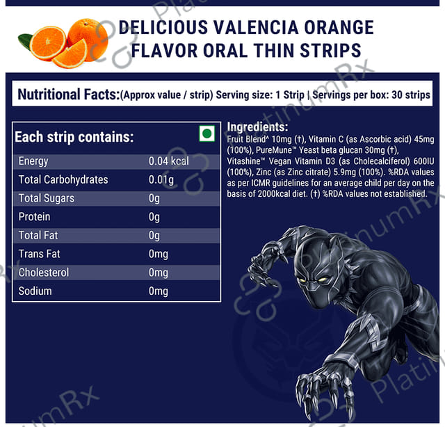 Wellbeing Nutrition Marvel Melts Into Advanced Immunity Oral Thin Strip Age 6+ Valencia Orange