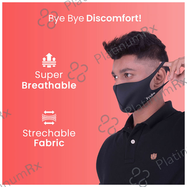 Frido Ultra Comfortable Reusable Silver+ Face Mask Large Midnight Black