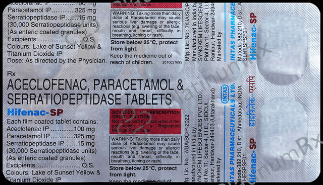 Hifenac SP 100/325/15mg Tablet 10s
