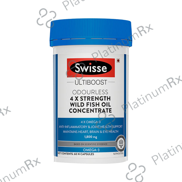 Swisse Ultiboost Odourless 4X Strength Wild Fish Oil - With 1800mg Omega 3 for Joints, Heart, Brain & Eyes - Capsule