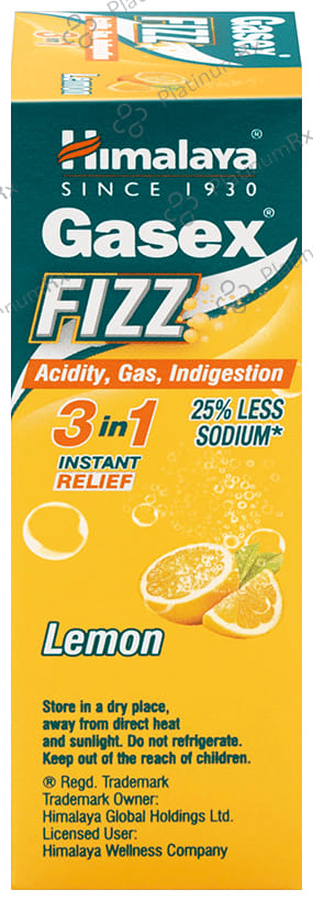 Himalaya Gasex Fizz - - Digestive Wellness- Provides Relief from Acidity & Gas (5gm Each) Lemon 6 Sachets