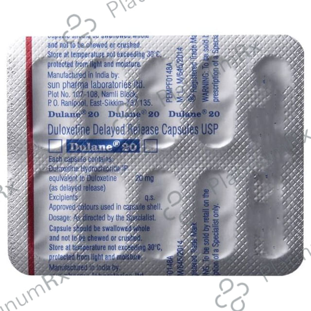 Dulane 20mg Capsule DR 10s