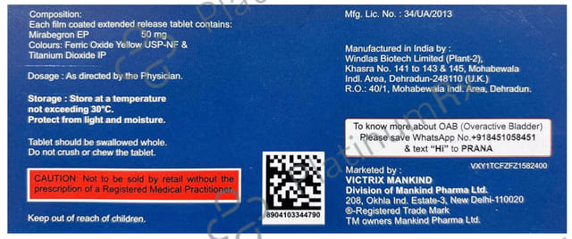 Mirablad 50mg Tablet 10s