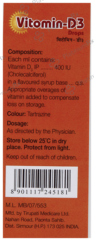 Vitomin D3 400IU Drop 30ml