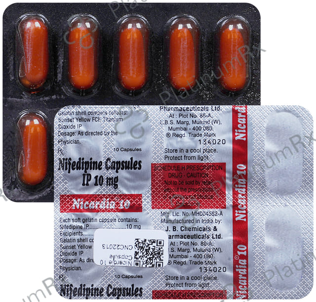 Nicardia 10mg Capsule 10s