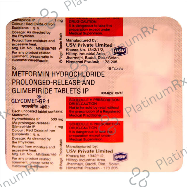 Glycomet GP 1/500mg Tablet 15s