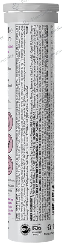Wellbeing Nutrition Skin Fuel with Collagen, Glutathione & Hyaluronic Acid - Effervescent Tablet - Flavour Blueberry & Mint 1 Bottle