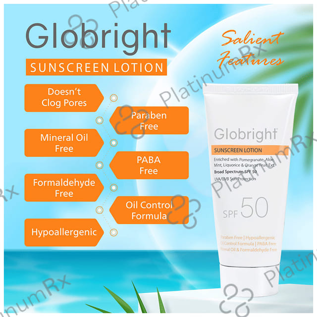 Globright Sunscreen Lotion SPF 50 (50ml Each) 4 Tube