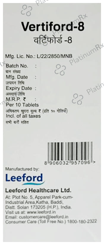 Vertiford 8mg Tablet 10s