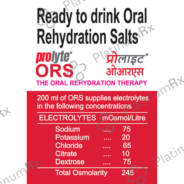 Prolyte ORS W.H.O Recommended Formula Mixed Fruit Flavour 200ml