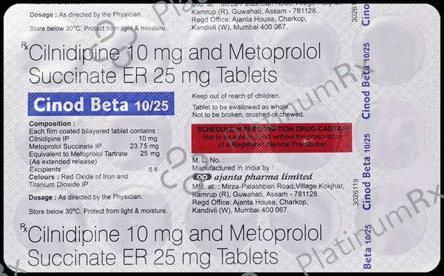 Cinod Beta 10/25mg Tablet ER 15s