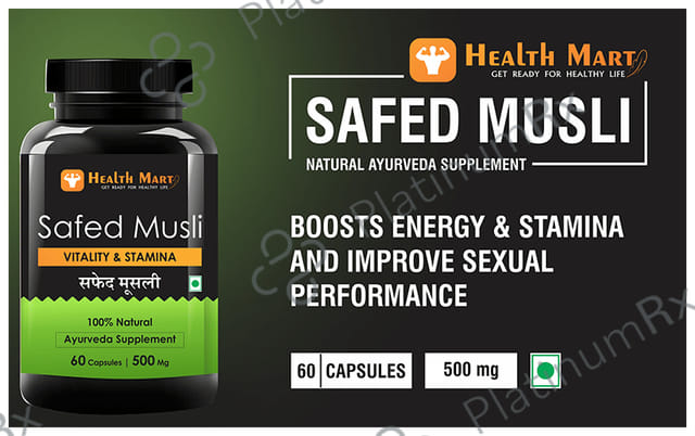 Health Mart Safed Musli 500mg Caspule for Vitality & Stamina