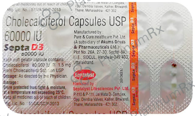 Septa D3 Soft Gelatin Capsule 8 Soft Gelatin Capsule