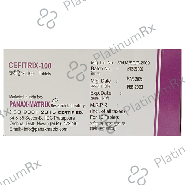 Cefitrix 100mg Tablet DT 10s