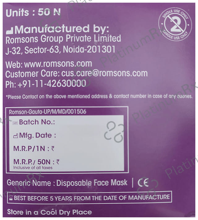 Romsons Dispo Guard 3 Ply Mask